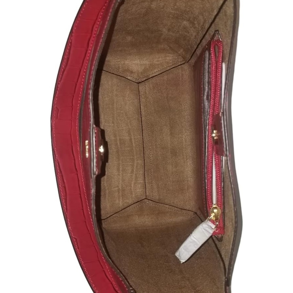 NWT. Ralph Lauren Embossed Red Adley Shoulder Bag with tassel - Picture 6 of 14